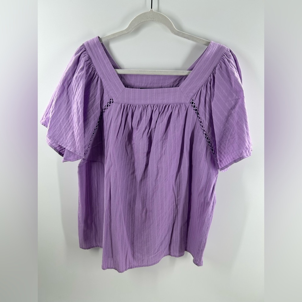 Lane Bryant Lavender Square Neck Peasant Top Size 14/16